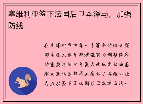 塞维利亚签下法国后卫本泽马，加强防线